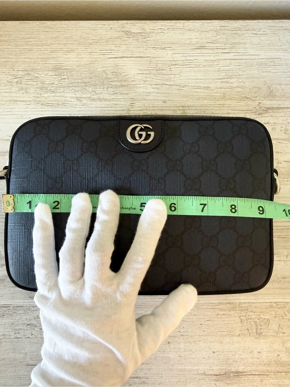 New Gucci GG Supreme mens canvas small crossbody bag, dark blue navy